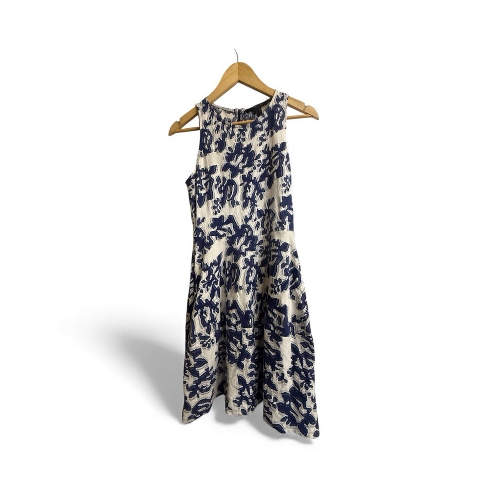 BCBGMaxAzria Navy & Cream Floral Midi Dress
